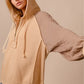 BiBi Half Zip French Terry Hoodie with Kint Sleeves - DAVERRI FASHIONS