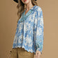 Umgee Printed Long Sleeve Blouse Blouses