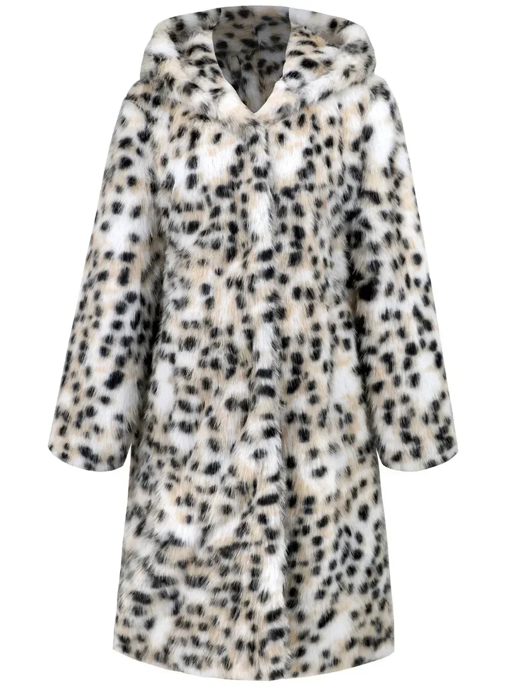 Thermal Leopard Faux Fur Hooded Coat - DAVERRI FASHIONS