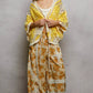 Yellow POL open front crochet cardigan with lace patterns and scalloped edges