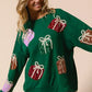 BiBi Sequin Christmas Gift Box Embroideries Pullover - DAVERRI FASHIONS