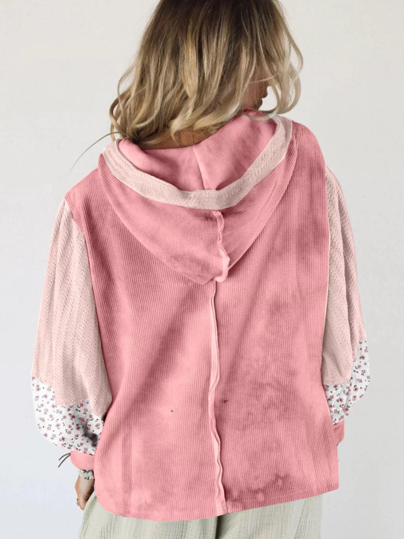Floral Patch V-Neck Sweatshirt | Sweatshirts Daverri Fashions