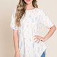 BOMBOM Round Neck Puff Short Sleeve Blouse