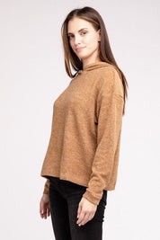 Hooded Brushed Melange Hacci Sweater Sweaters