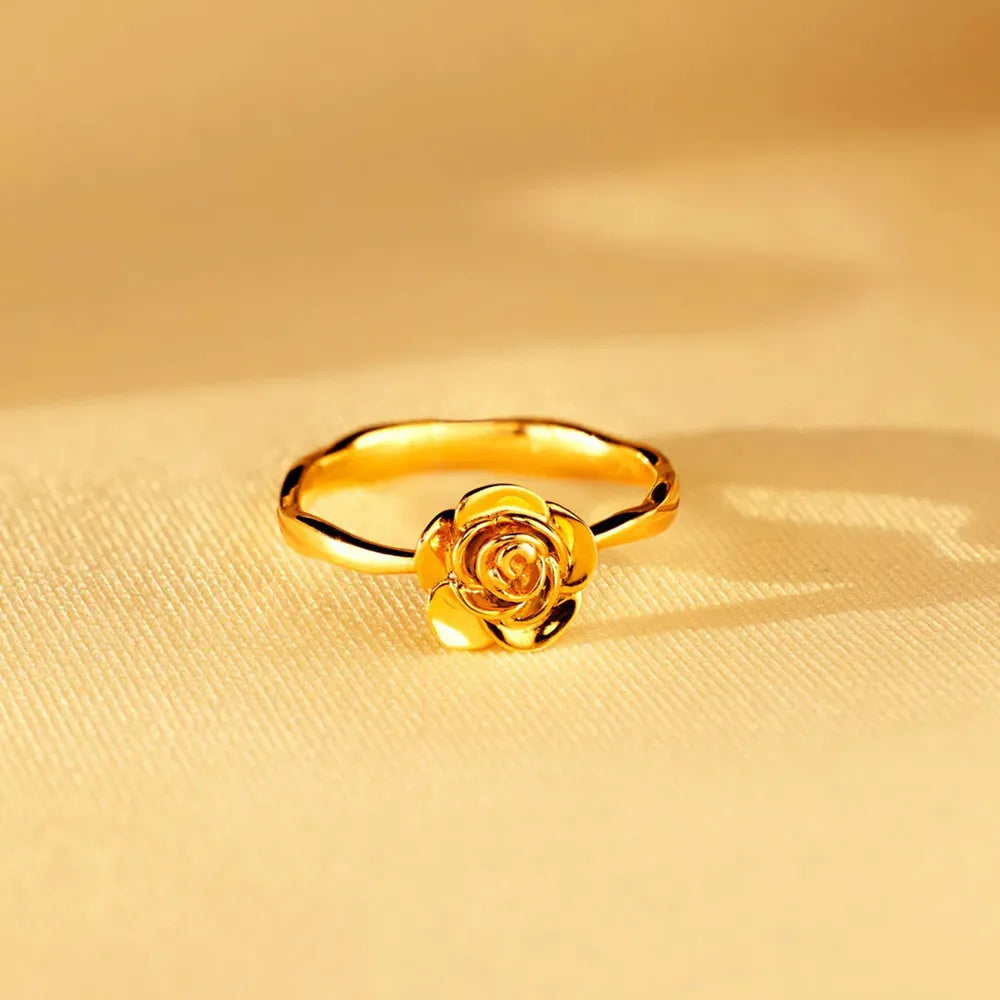 Rose Shape 18K Gold-Plated Ring | Rings Daverri Fashions