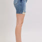 Judy Blue Button Fly Mid Length Denim Shorts W/ Destroy Shorts