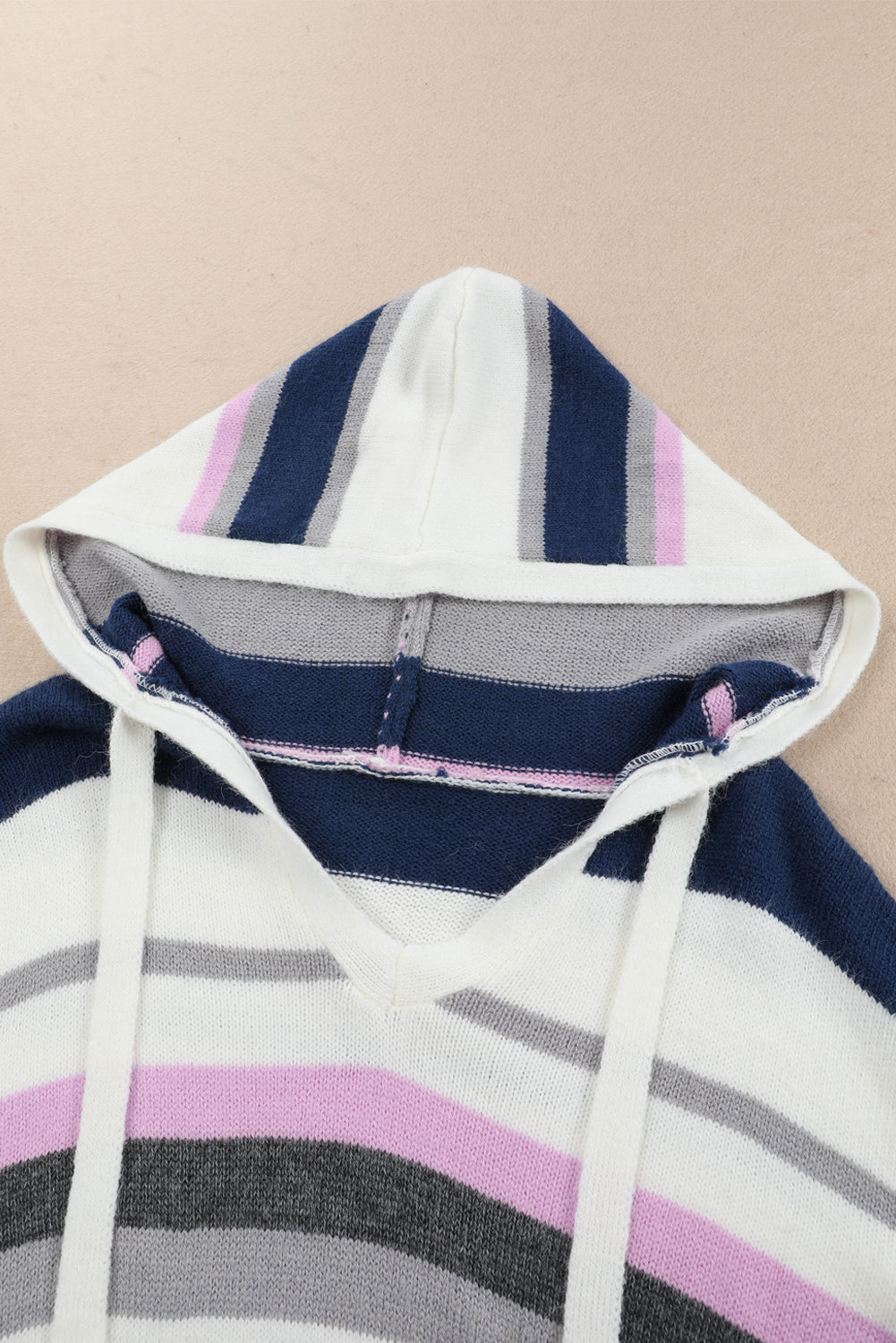 Plus Size Striped Long Sleeve Hooded Sweater | Daverri Fashions