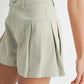 MABLE Pleated High Waist Twill Shorts