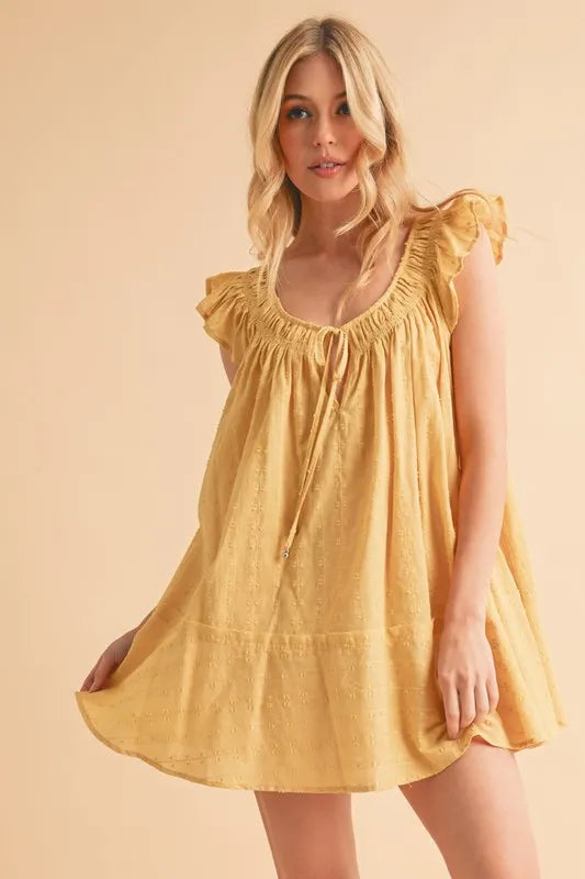 Aemi+Co Ruffled Cap Sleeve Cotton Tunic Mini Dress