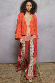 POL Open Front Cardigan with Crochet Patterns | Cardigans Daverri Fashions