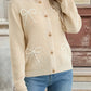 Bow Button Up Long Sleeve Cardigan - DAVERRI FASHIONS