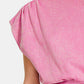 Washed Boat Neck Dolman Sleeve Top Tops