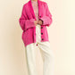 Davi & Dani Shawl Collar Ribbed Detail Button Up Cardigan Cardigans