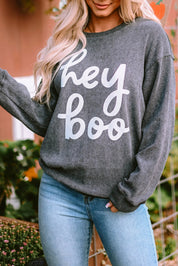 Dark Gray Round Neck Dropped Shoulder Letter Graphic Sweatshirt | Sweatshirts Daverri Fashions