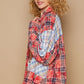 POL Plaid Patchwork Long Sleeve Shirt with Raw Edge Detail Shirts