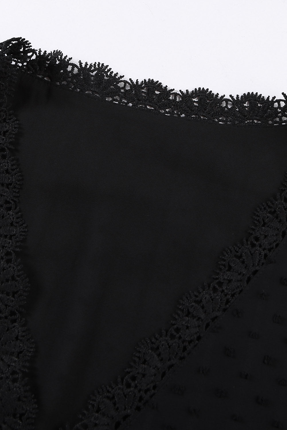 Plus Size Swiss Dot Spliced Lace V-Neck Blouse | Blouses Daverri Fashions