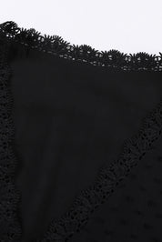 Plus Size Swiss Dot Spliced Lace V-Neck Blouse | Blouses Daverri Fashions