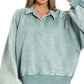 Zenana Acid Wash Fleece Collared Sweatshirt - DAVERRI FASHIONS
