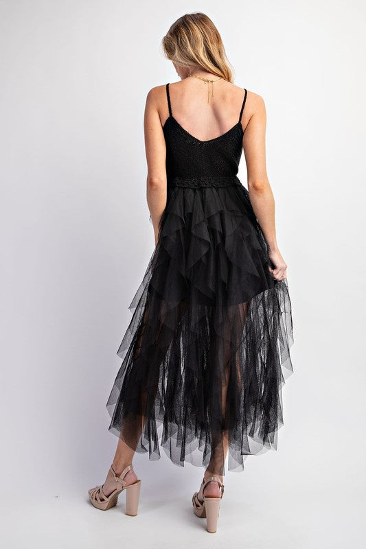 Lovely Tulle Midi Crochet Dress Midi Dresses