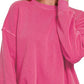 Zenana Soft Fleece Pigment Dye Round-neck Sweatshirts