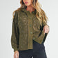 Aemi + Co Floral Button Up Hooded Jacket Olive Jackets