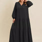 Plus Size Bohemian Tiered Maxi Dress with Balloon Sleeves - DAVERRI FASHIONS