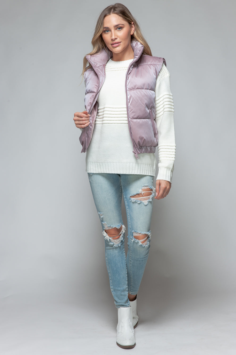 Fine Fur Lining Quilted Vest Tops