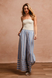 BiBi Striped Wide Leg Pants with Pockets