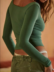 Square Neck Fitted Long Sleeve T-Shirt | T-Shirts Daverri Fashions