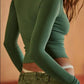 Square Neck Fitted Long Sleeve T-Shirt - DAVERRI FASHIONS