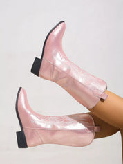 Embroidered Block Heels Boots | Boots Daverri Fashions