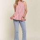 ADORA Contrast Striped Frill Round Neck Sleeveless Top Tops