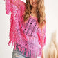 ADORA Fringe Hem Crochet Top Tops