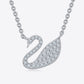 Silver swan pendant necklace on a white background