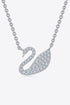 Silver swan pendant necklace on a white background