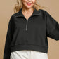 Umgee Full Size Half Zip Cropped Sweatshirt Plus Size