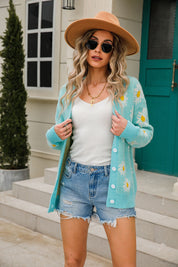 Angel Wings Daisy Pattern Button Front Cardigan | Cardigans Daverri Fashions