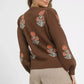 Umgee Floral Knit Sweater with Puff Sleeves - DAVERRI FASHIONS