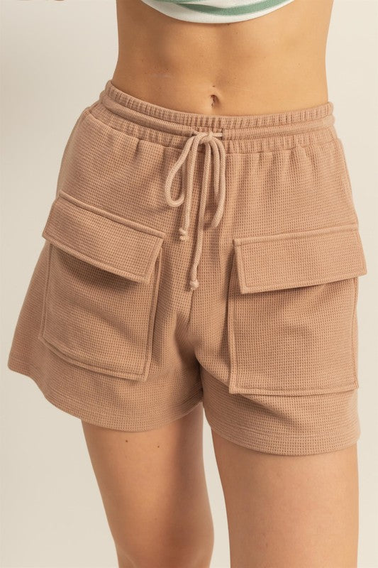 HYFVE Drawstring Waffle Knit Front Pocket Shorts Shorts