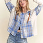 ADORA Button Down Plaid Hoodie Shacket Shackets