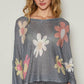 POL Flower Dropped Shoulder Long Sleeve Knit Top - DAVERRI FASHIONS