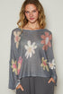 POL Flower Dropped Shoulder Long Sleeve Knit Top - DAVERRI FASHIONS
