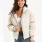 Zip Up Turtleneck Long Sleeve Puffer Jacket - DAVERRI FASHIONS