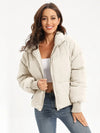 Zip Up Turtleneck Long Sleeve Puffer Jacket - DAVERRI FASHIONS