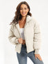 Zip Up Turtleneck Long Sleeve Puffer Jacket - DAVERRI FASHIONS