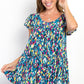 Printed Ruffle Sleeve Top Teal S Shirts & Tops