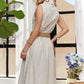 ADORA Striped Button Down Sleeveless Midi Dress Mid Dresses