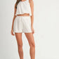 MABLE Eyelet Bubble Hem Sleeveless Top and Shorts Set Outfit Sets