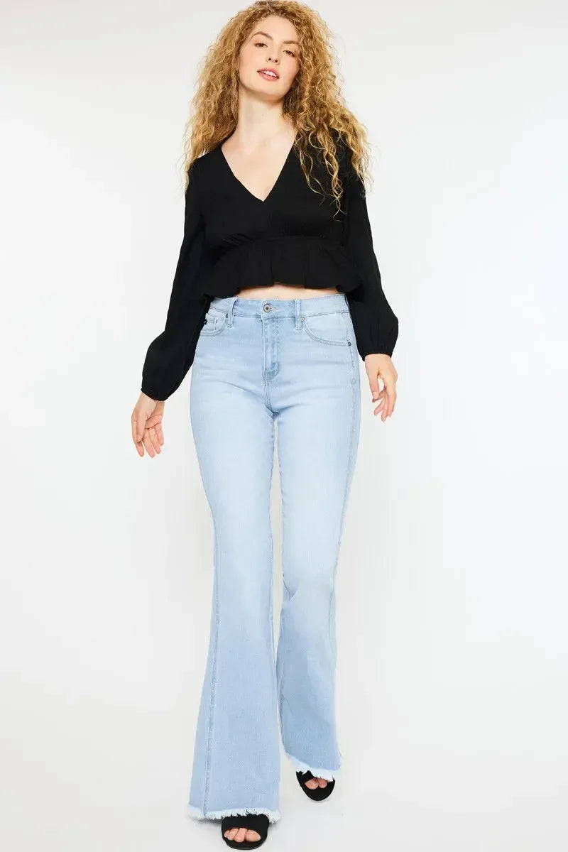 Kancan High Rise Curvy Flare Jeans - DAVERRI FASHIONS