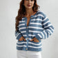 Striped Button Front Cardigan - DAVERRI FASHIONS